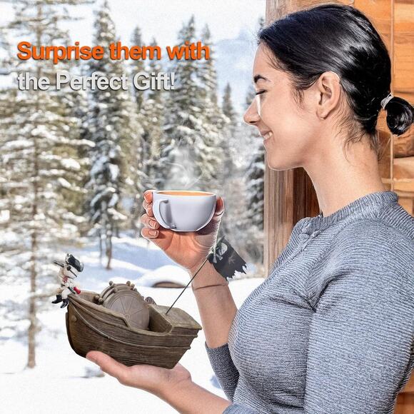 Pirate Ship Coasters Set of 6, Full Size Rustic Coaster in Handmade Canoe, Cute - Picture 2 of 7